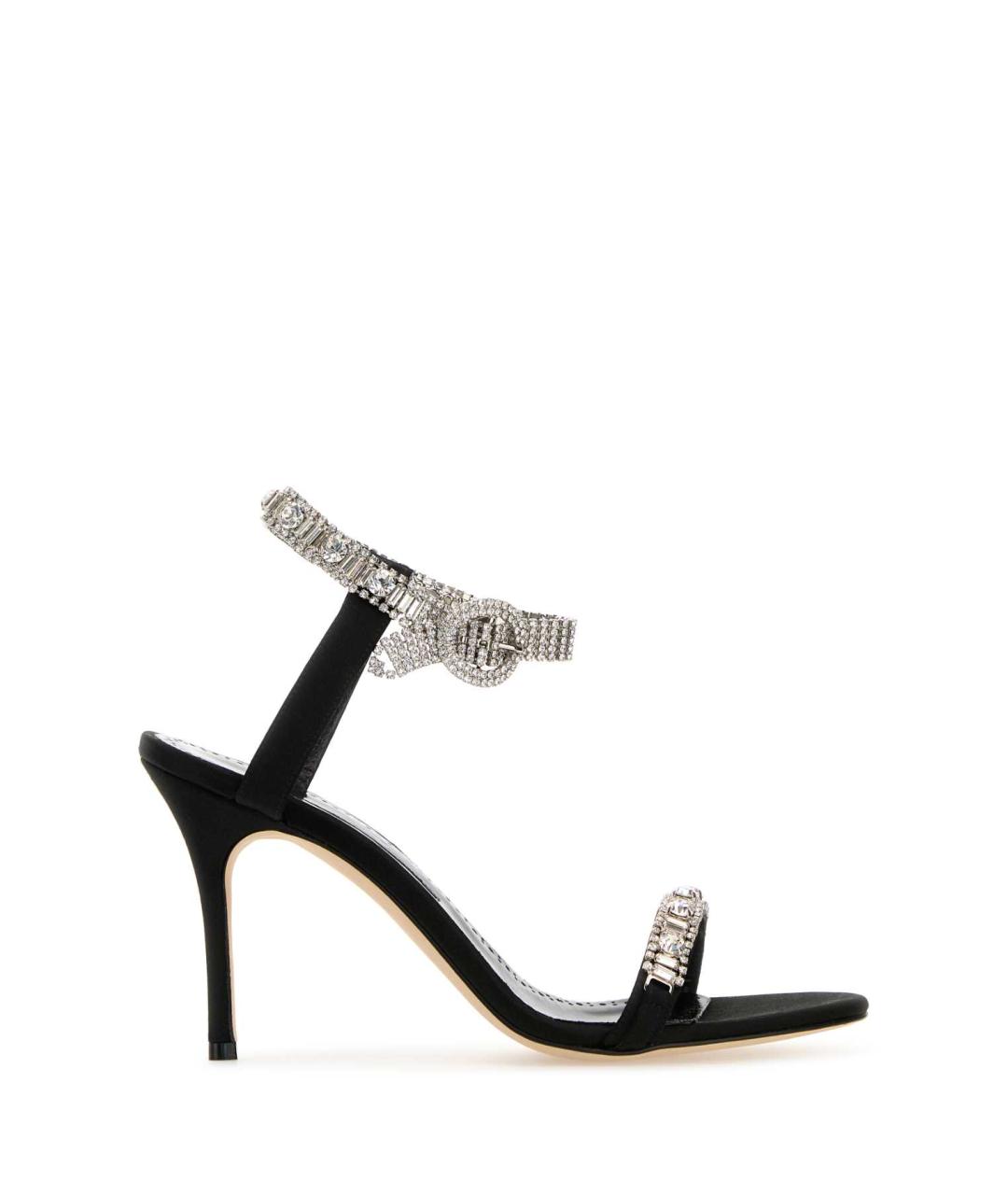 MANOLO BLAHNIK Черные текстильные босоножки, фото 1