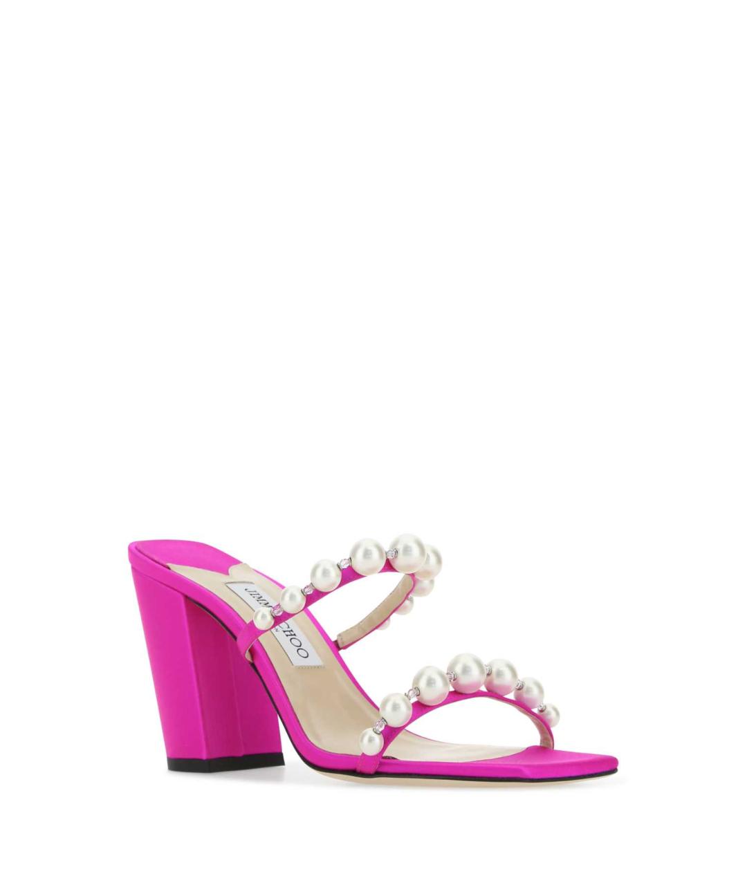 JIMMY CHOO Розовые текстильные мюли, фото 2