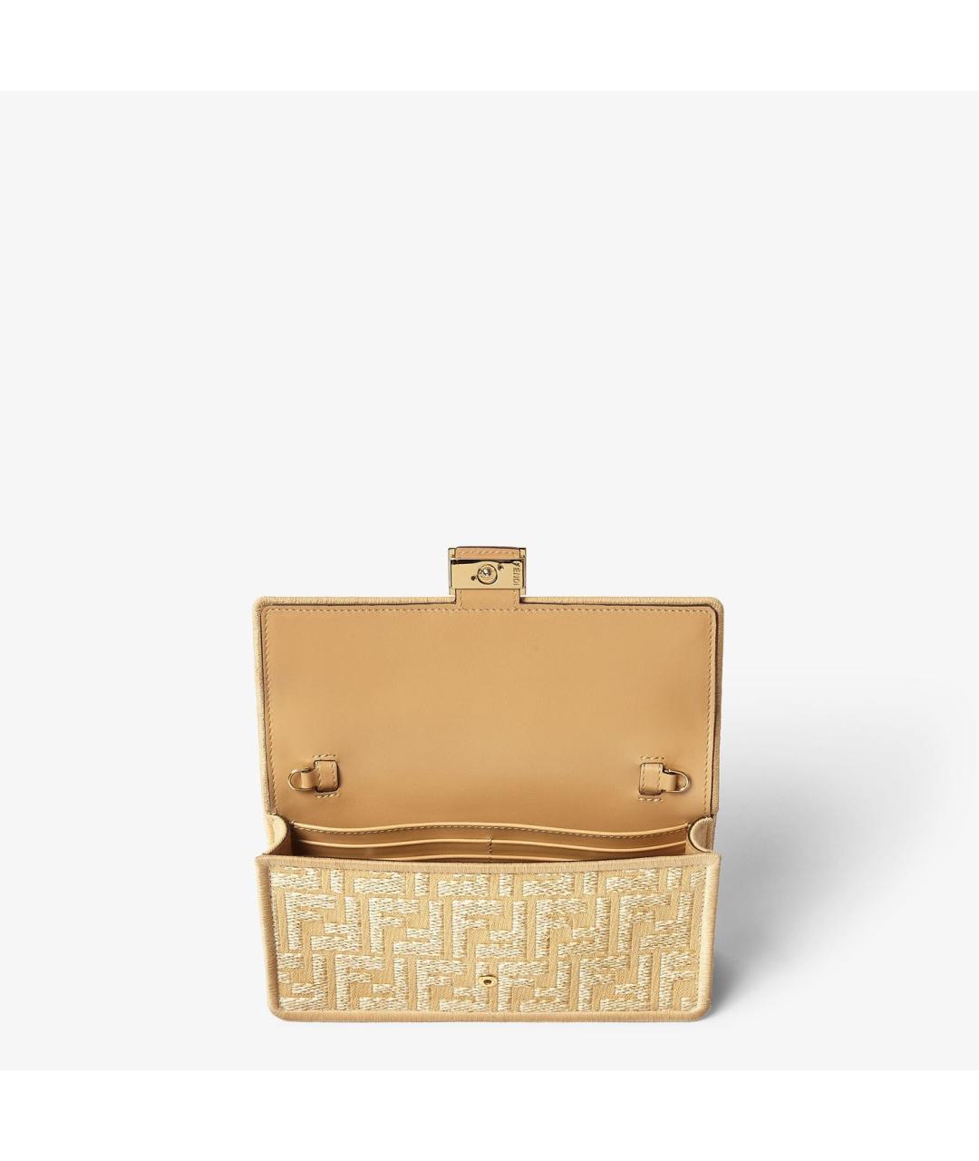 FENDI Бежевый кожаный кошелек, фото 4