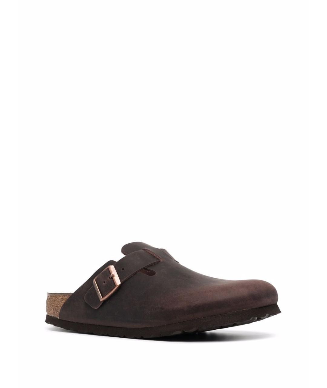 BIRKENSTOCK Коричневые кожаные шлепанцы, фото 3