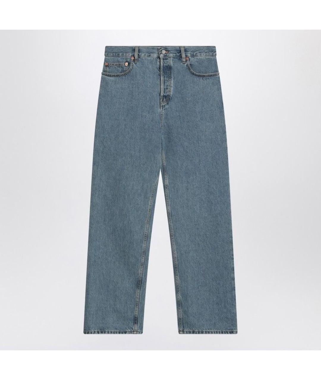 GUCCI Голубые хлопковые прямые джинсы, фото 3