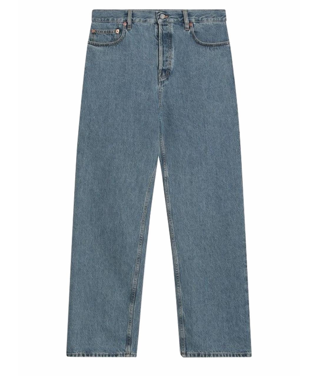 GUCCI Голубые хлопковые прямые джинсы, фото 1