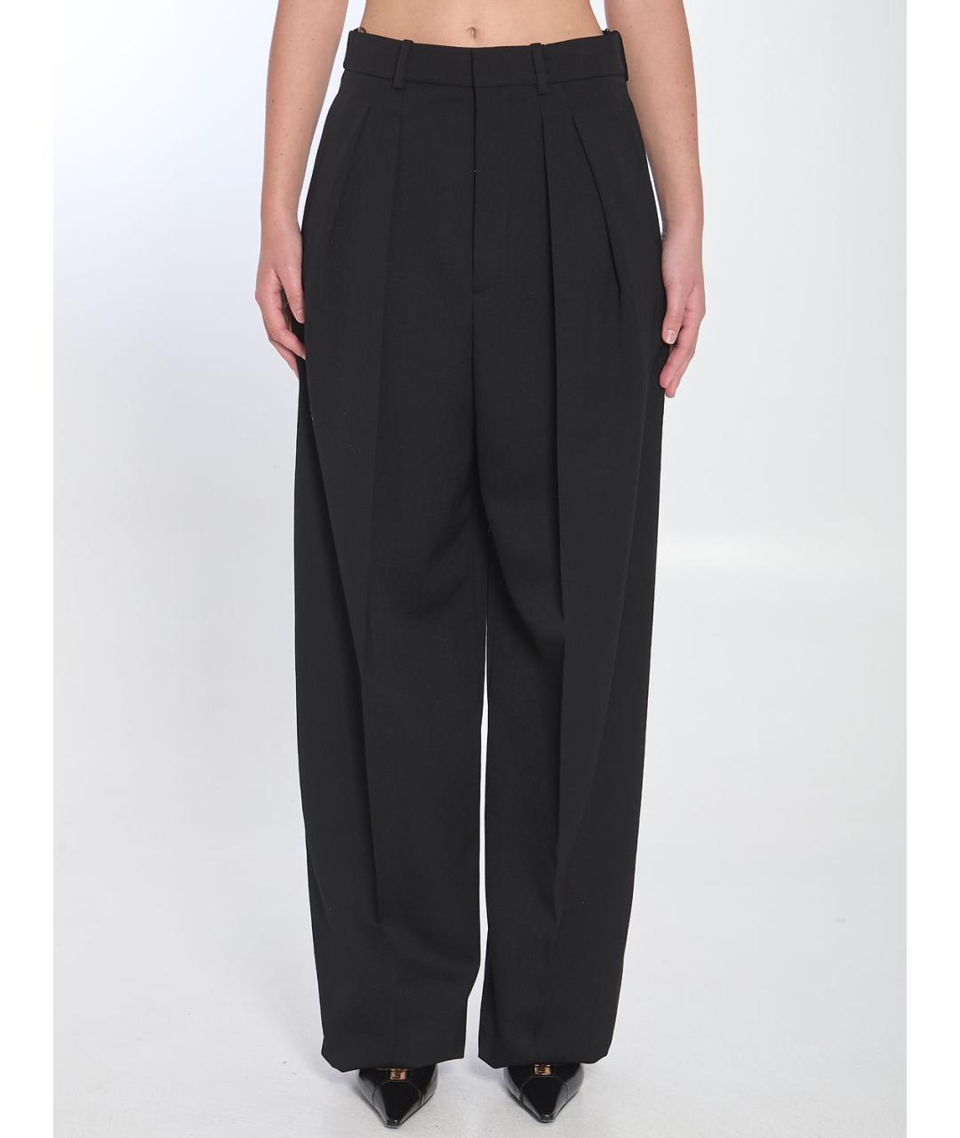 SAINT LAURENT Черные шерстяные прямые брюки, фото 2