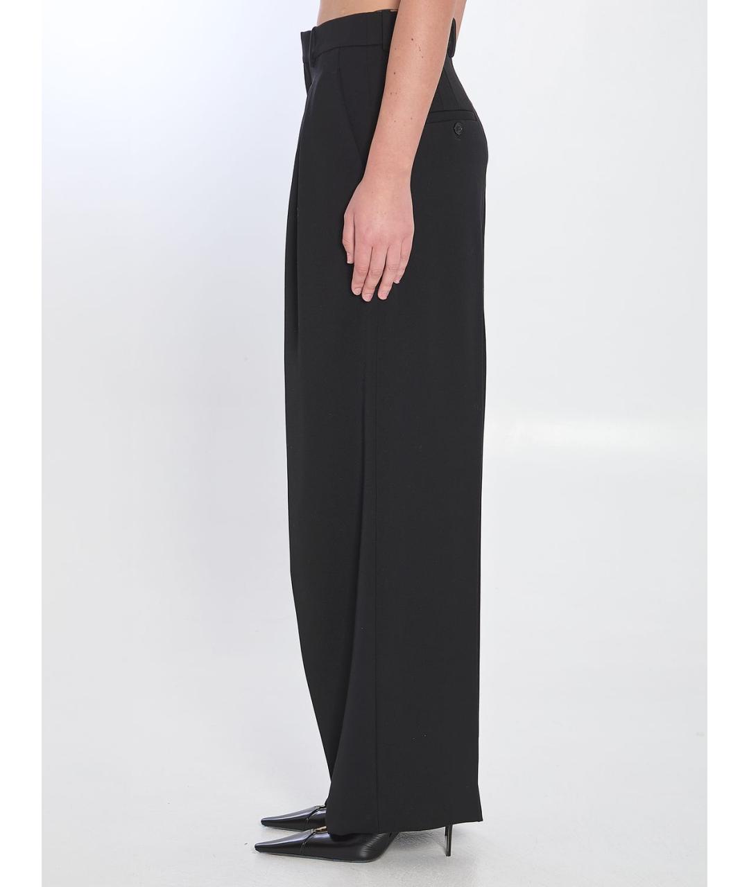 SAINT LAURENT Черные шерстяные прямые брюки, фото 4