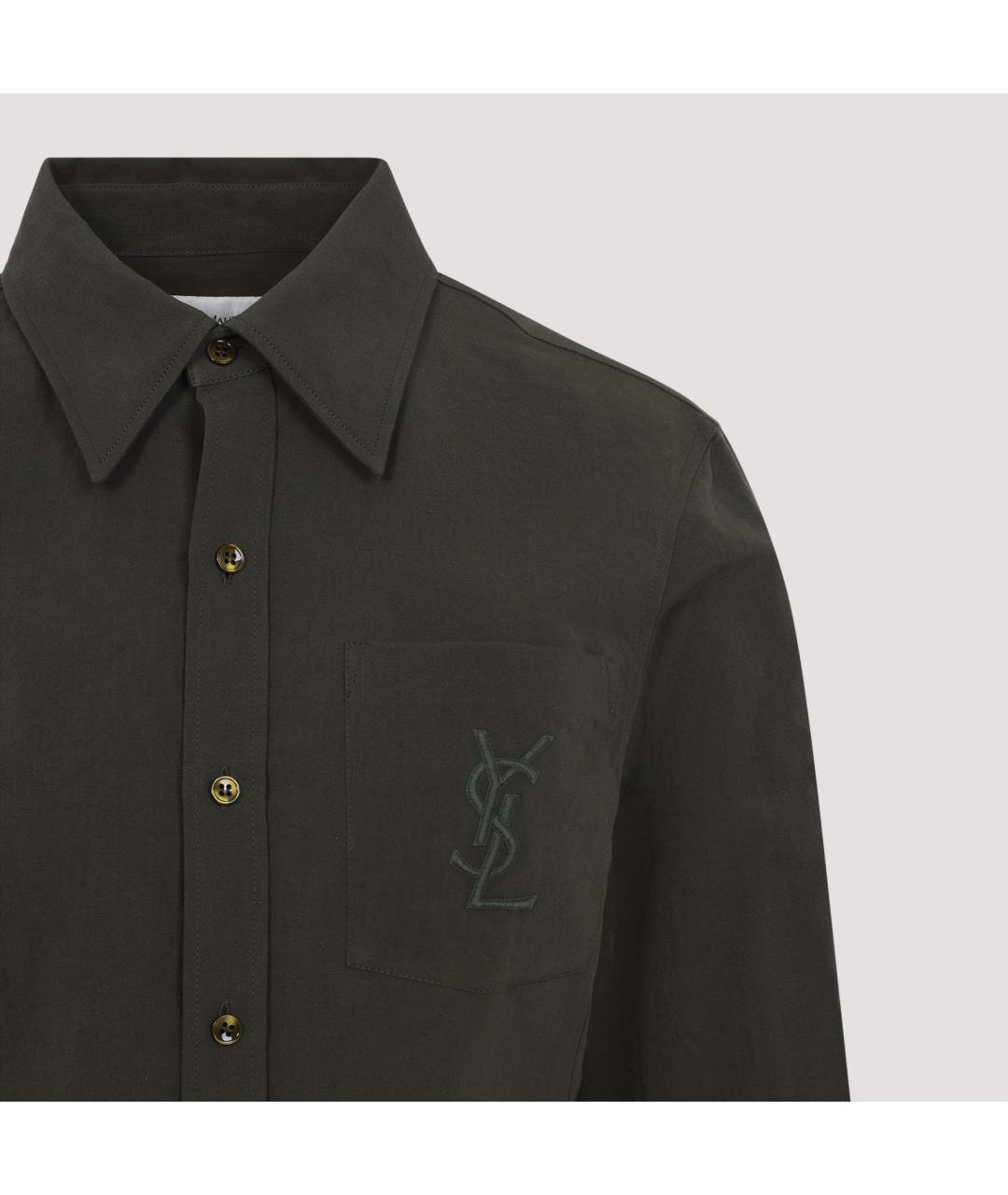 SAINT LAURENT Зеленая хлопковая рубашка, фото 4