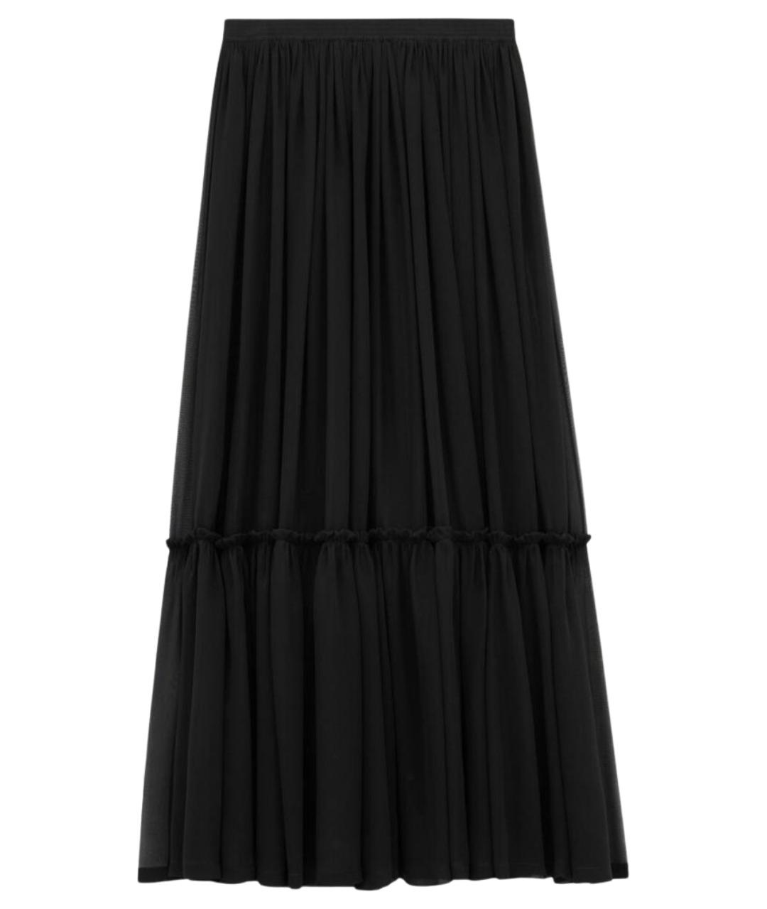 SAINT LAURENT Черная шелковая юбка миди, фото 1