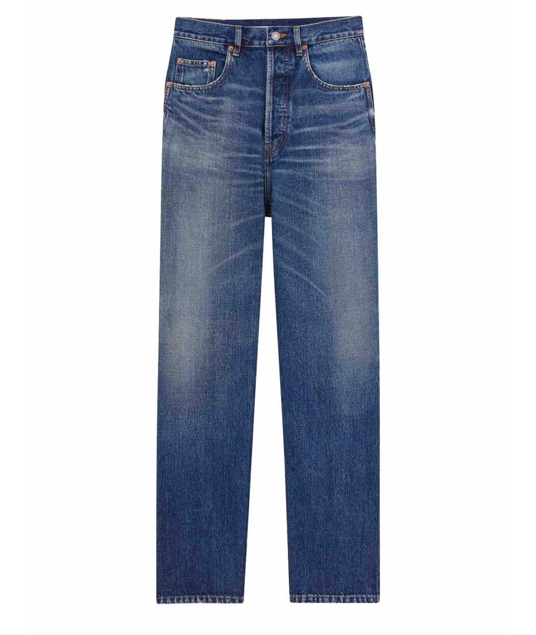 SAINT LAURENT Синие хлопковые прямые джинсы, фото 1