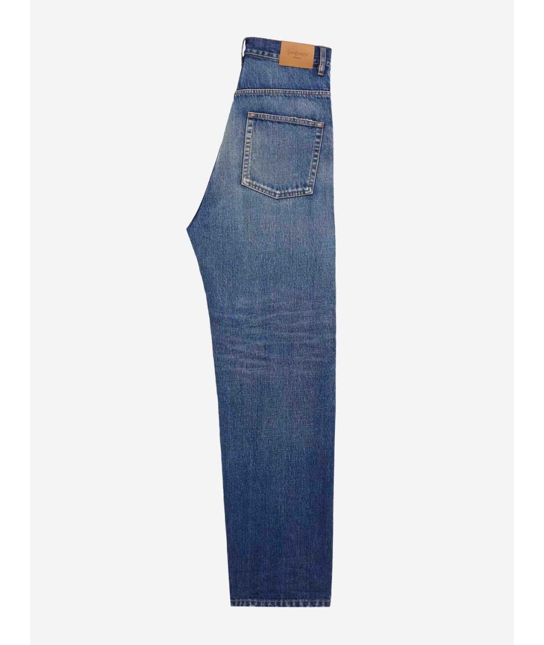SAINT LAURENT Синие хлопковые прямые джинсы, фото 3