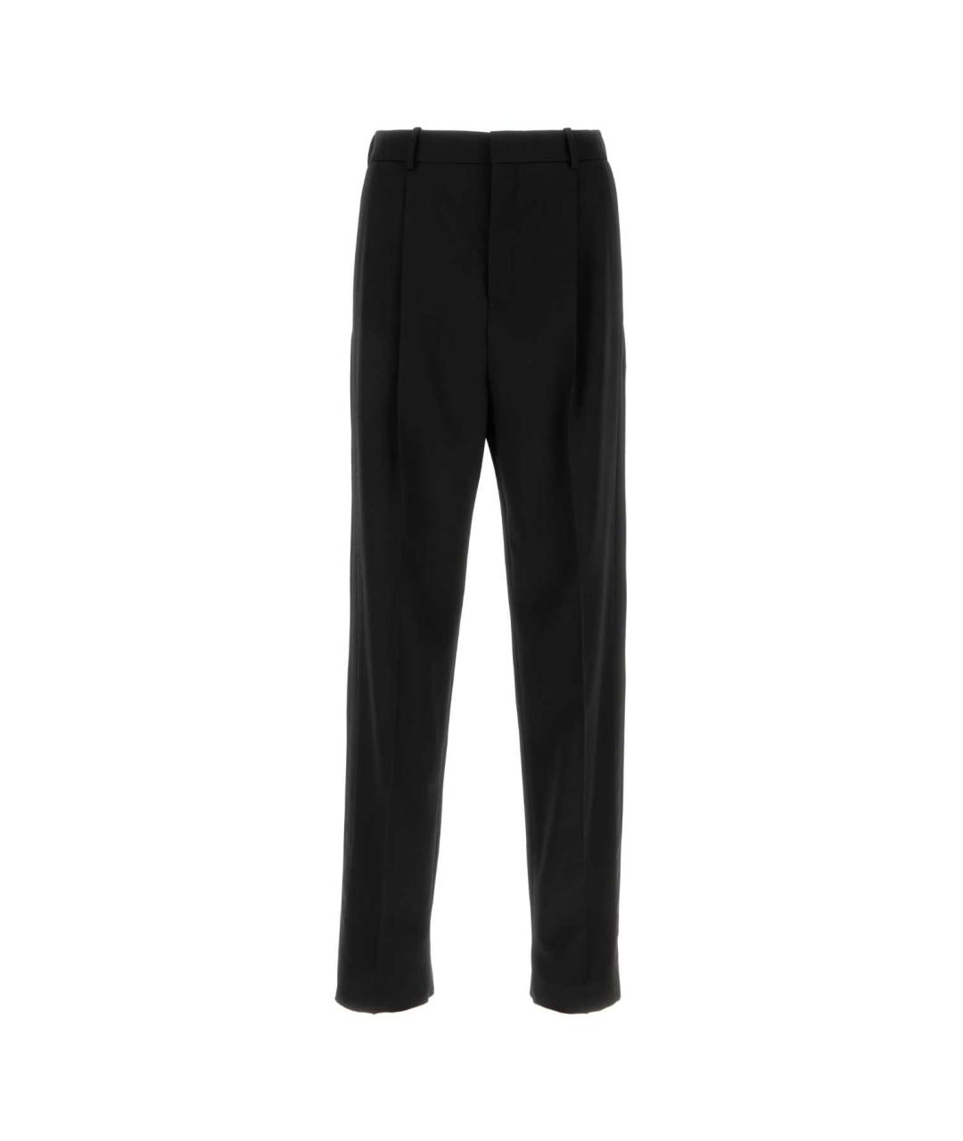 SAINT LAURENT Черные шерстяные прямые брюки, фото 1