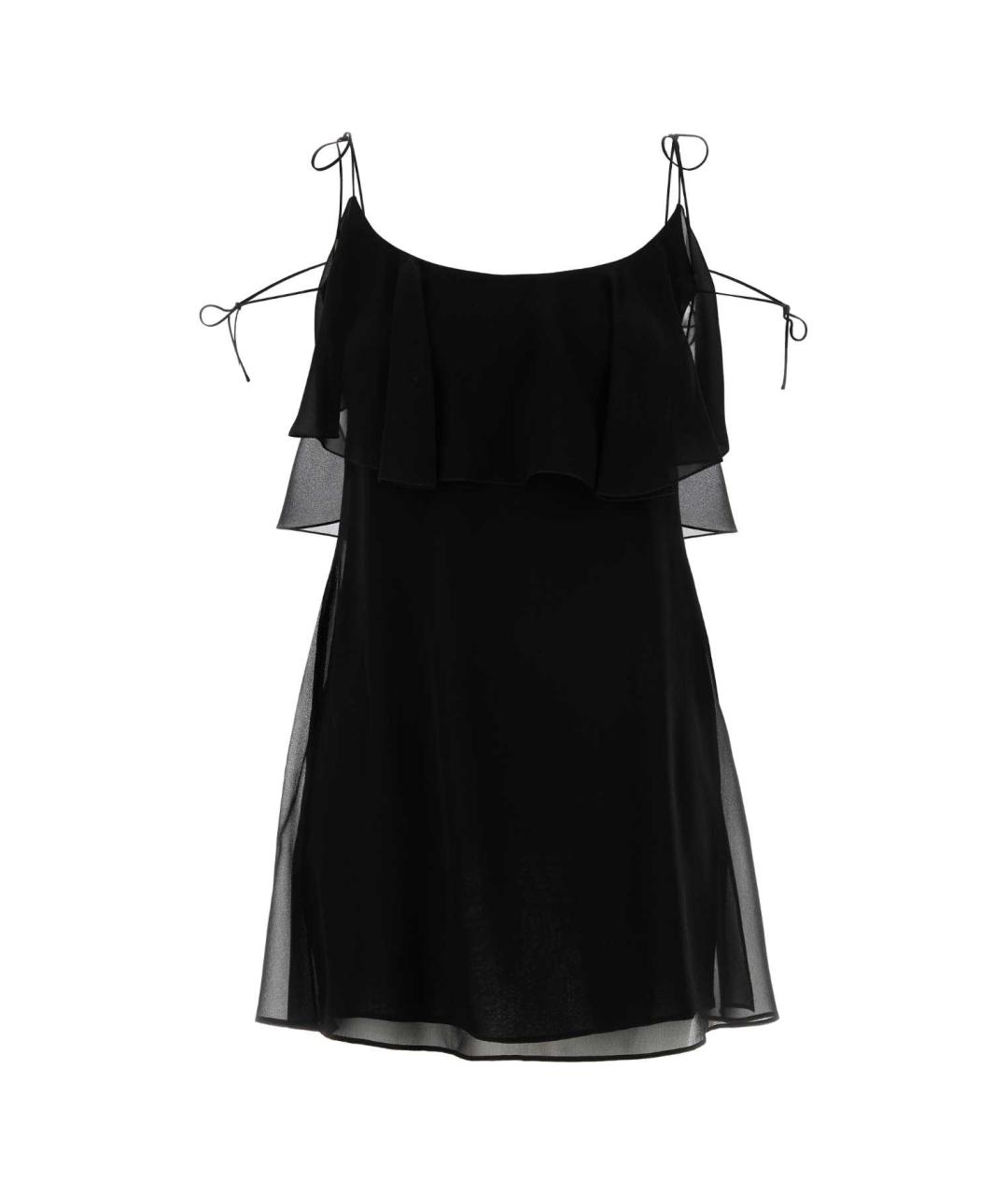 SAINT LAURENT Черное шелковое повседневное платье, фото 1