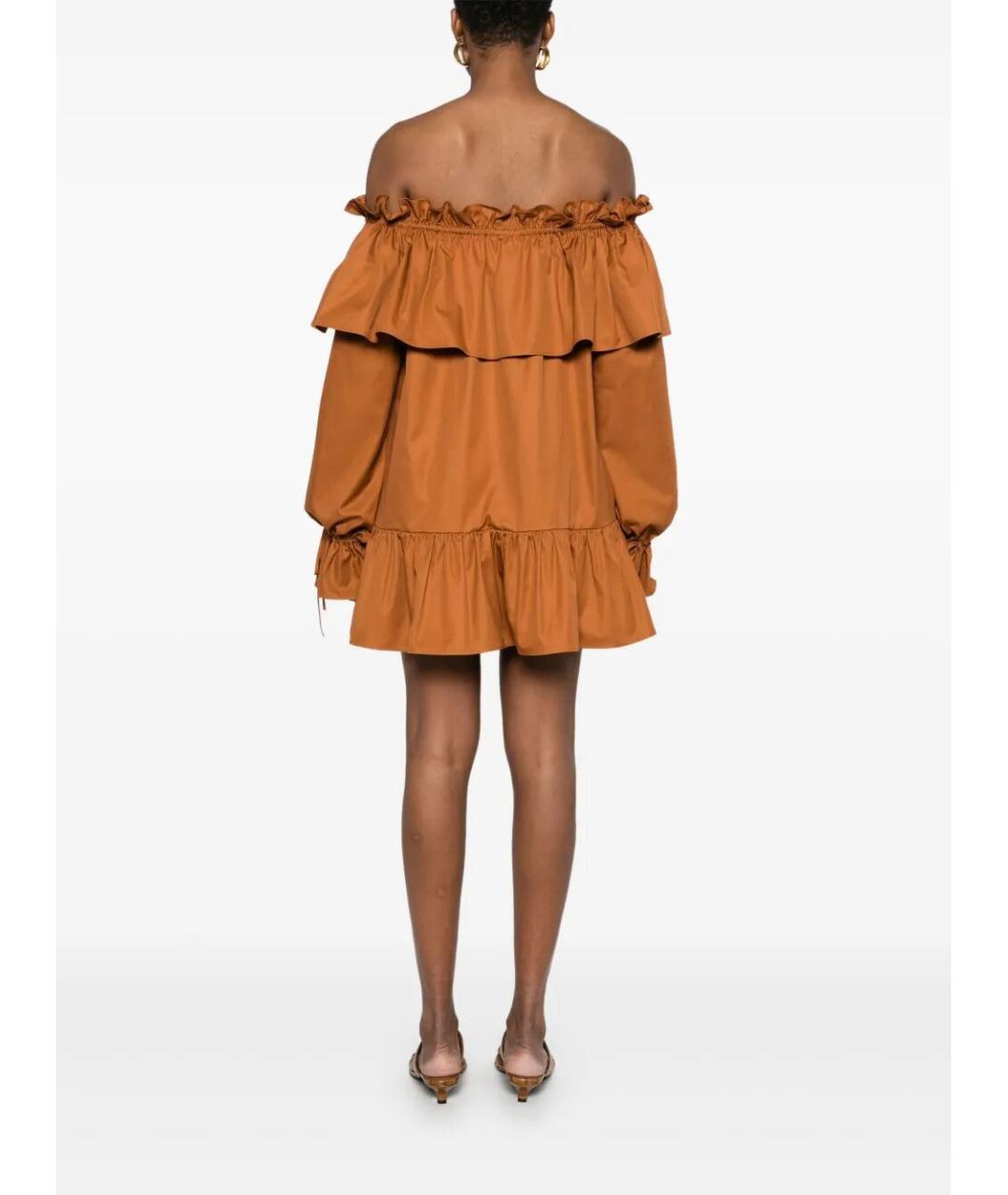 SAINT LAURENT Коричневое хлопковое коктейльное платье, фото 3