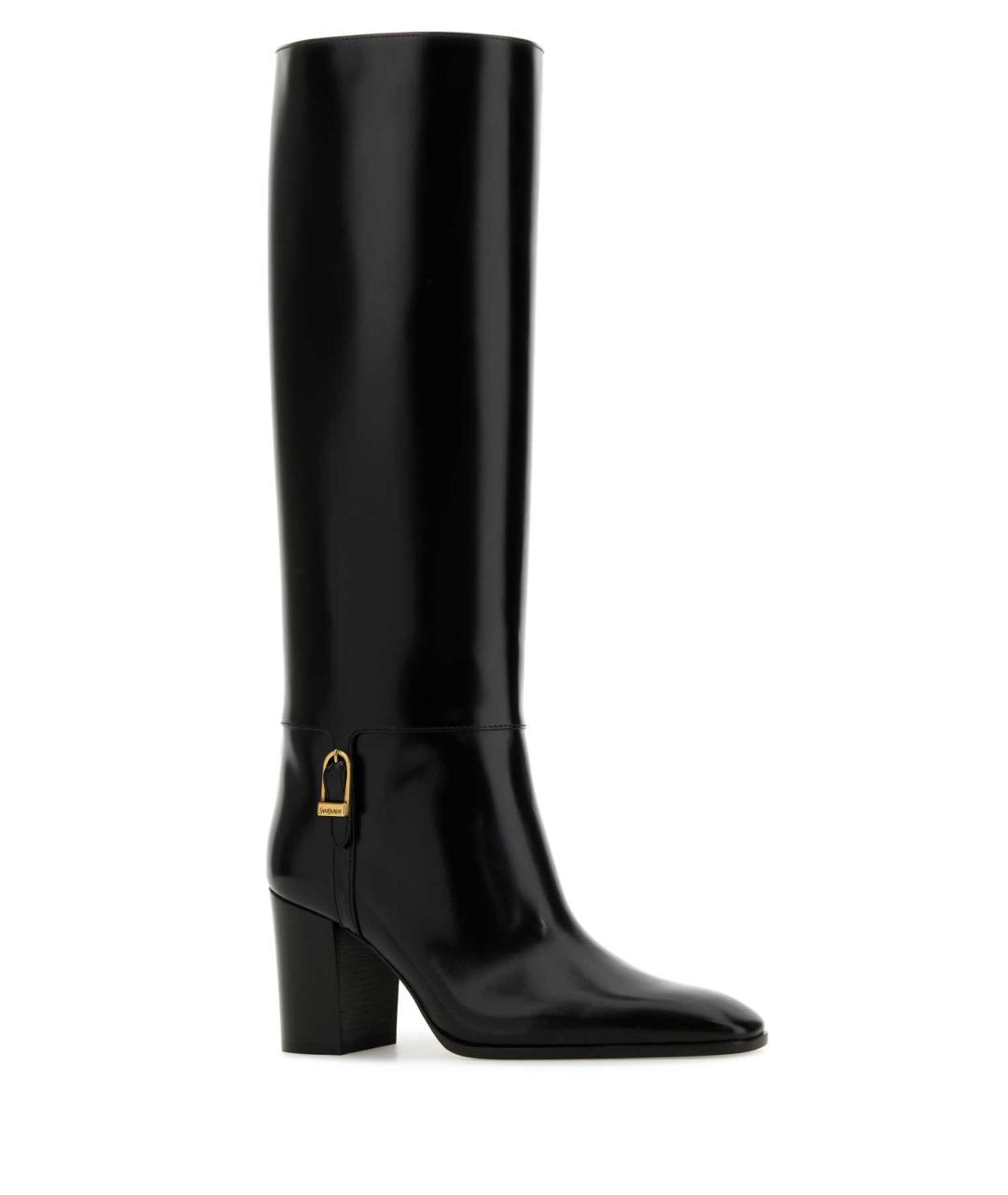 SAINT LAURENT Черные кожаные сапоги, фото 2