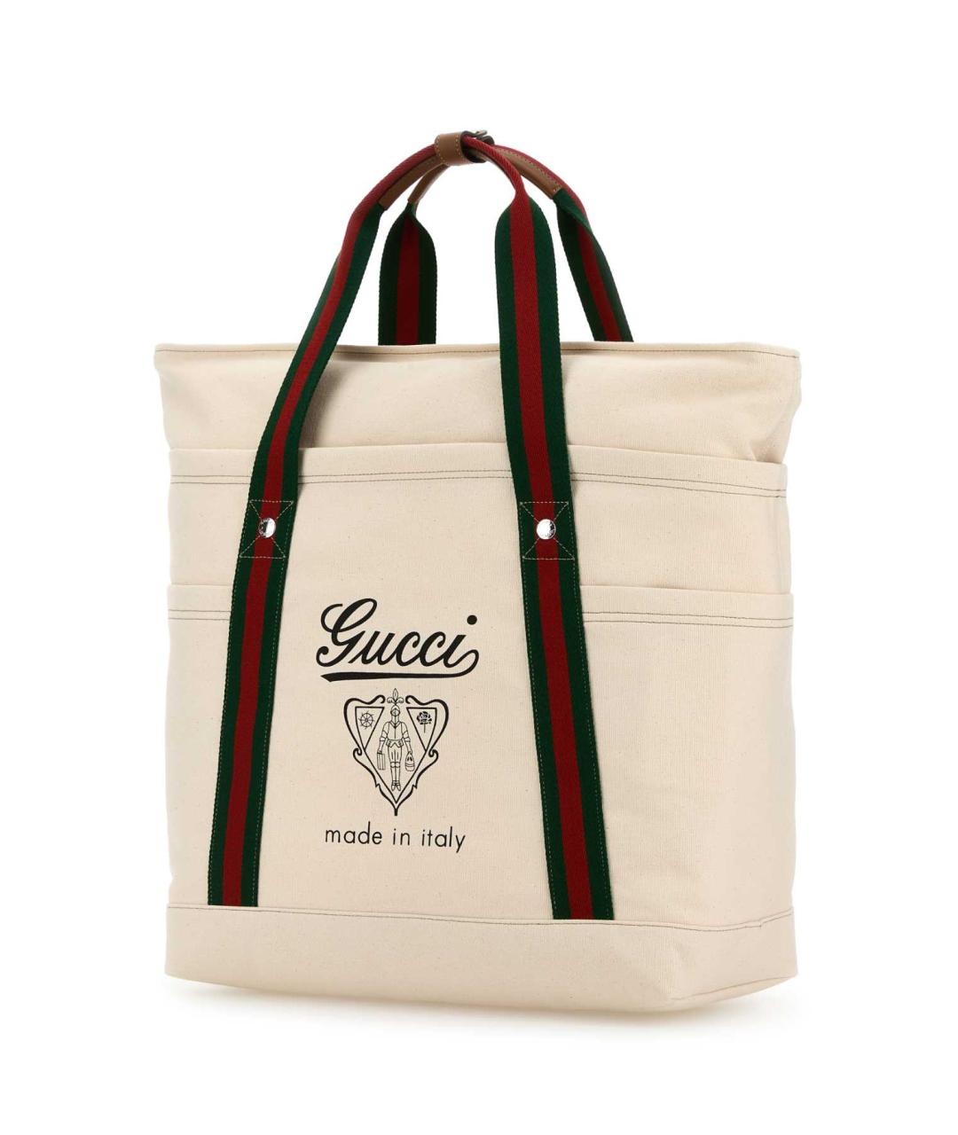 GUCCI Бежевая тканевая сумка тоут, фото 2