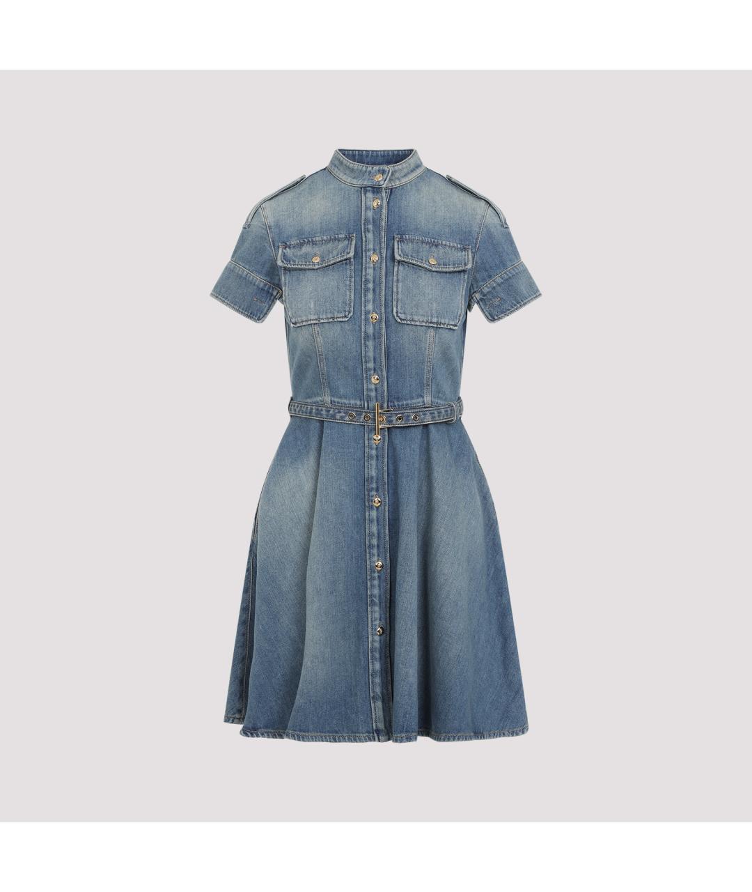 ALEXANDER MCQUEEN Голубое хлопковое повседневное платье, фото 2