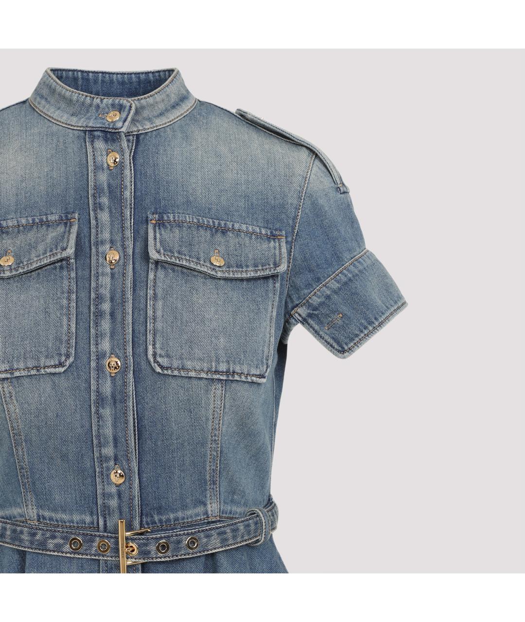 ALEXANDER MCQUEEN Голубое хлопковое повседневное платье, фото 4