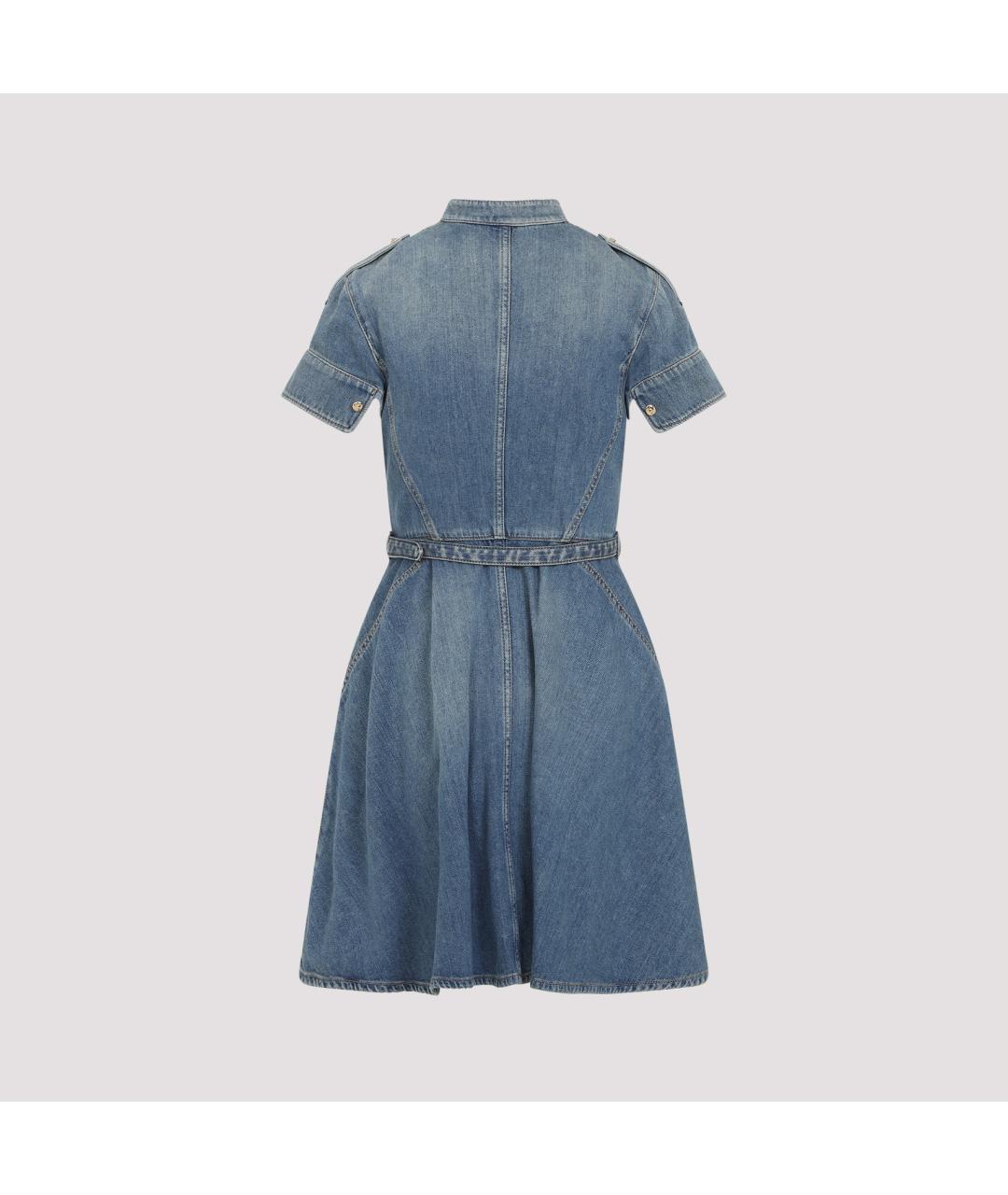 ALEXANDER MCQUEEN Голубое хлопковое повседневное платье, фото 3