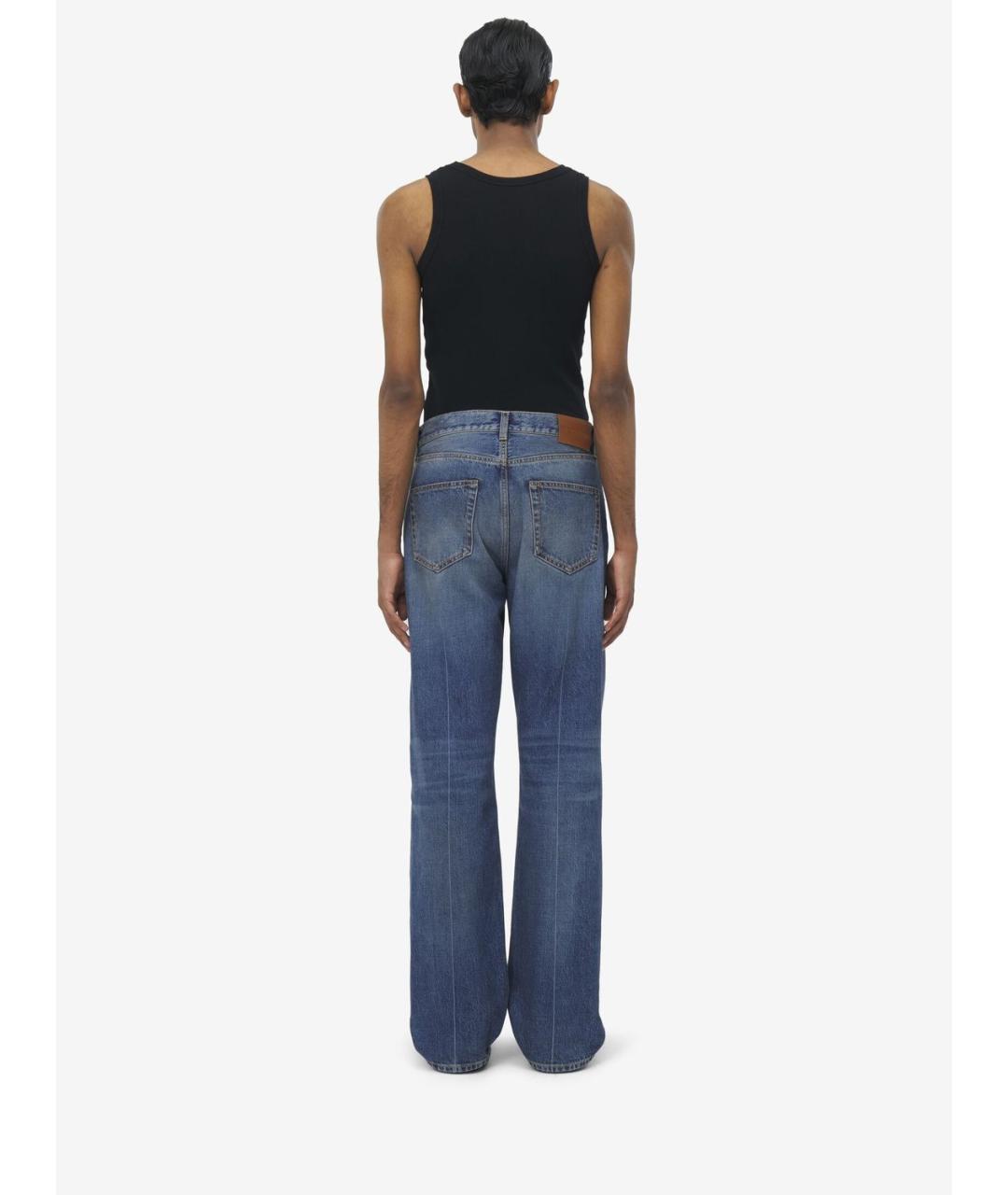 ALEXANDER MCQUEEN Голубые хлопковые прямые джинсы, фото 3