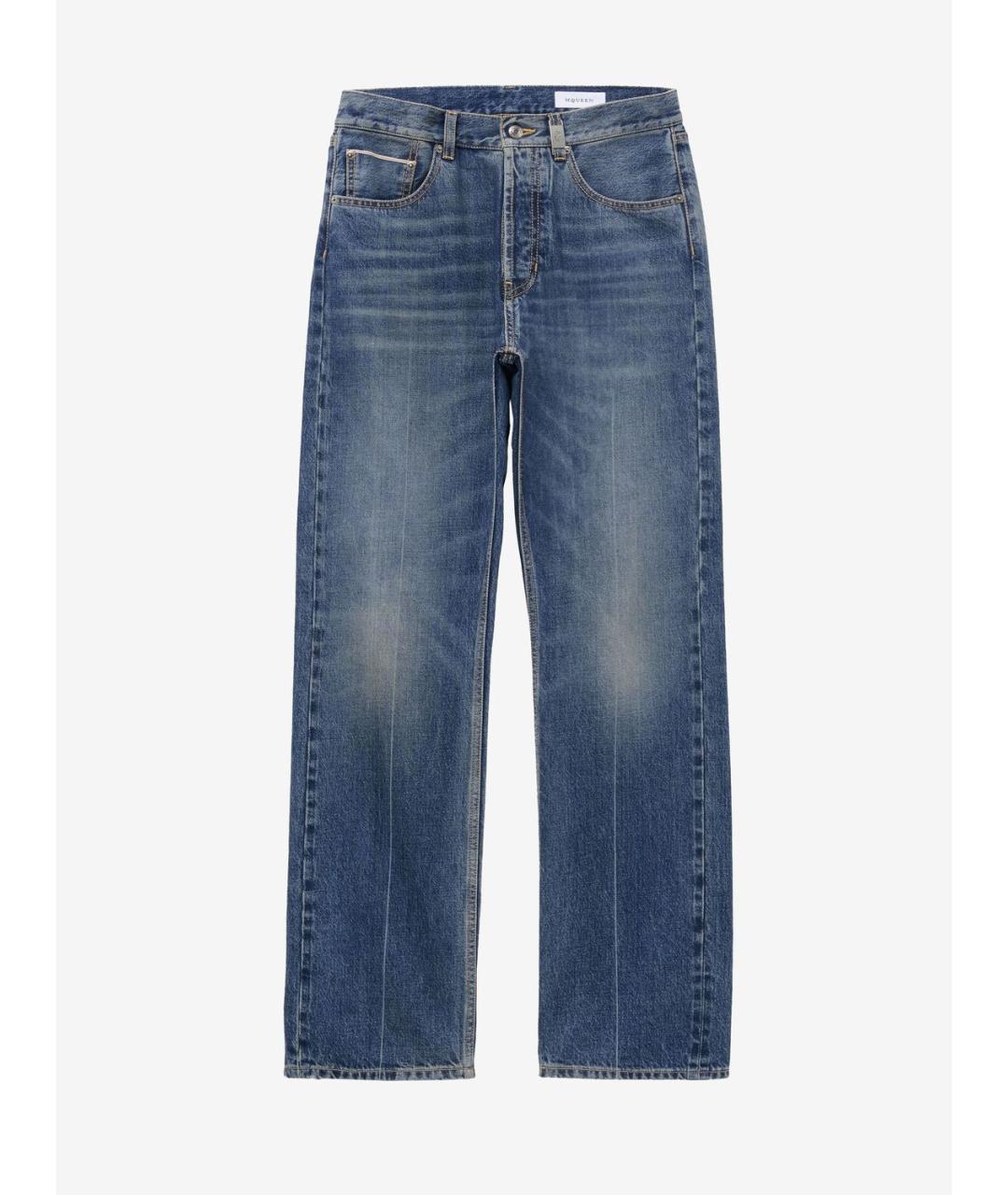 ALEXANDER MCQUEEN Голубые хлопковые прямые джинсы, фото 5