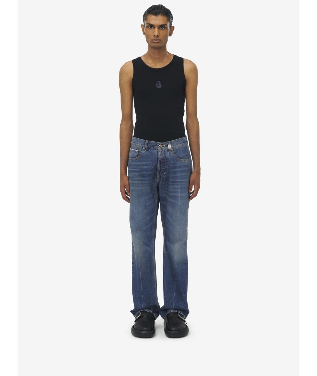 ALEXANDER MCQUEEN Голубые хлопковые прямые джинсы, фото 4