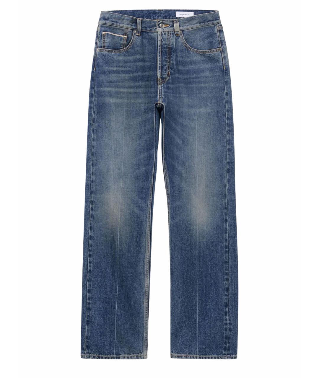 ALEXANDER MCQUEEN Голубые хлопковые прямые джинсы, фото 1