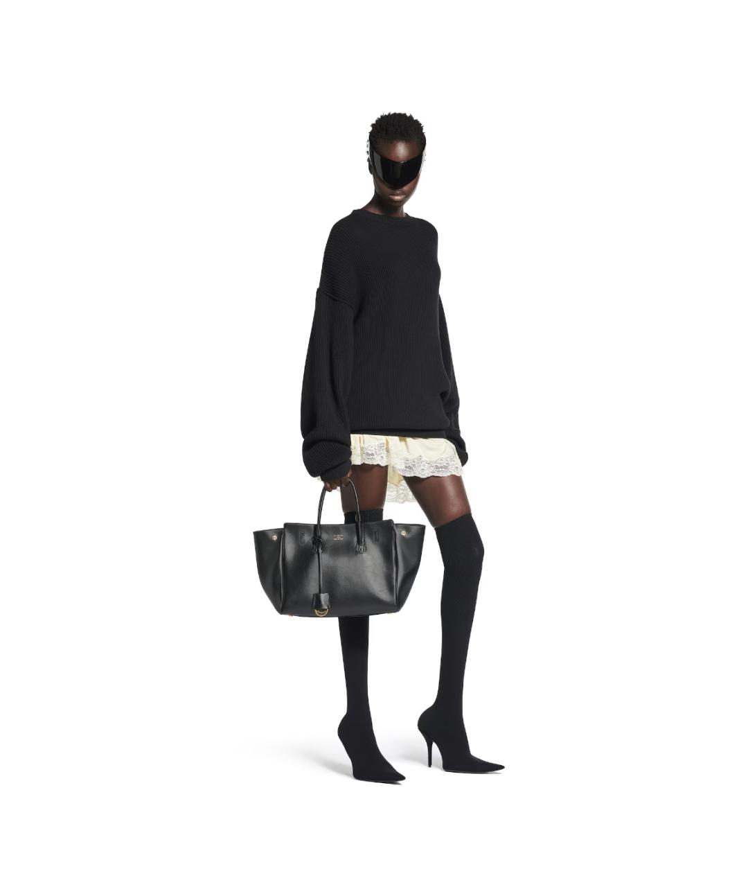 BALENCIAGA Черная кожаная сумка тоут, фото 7