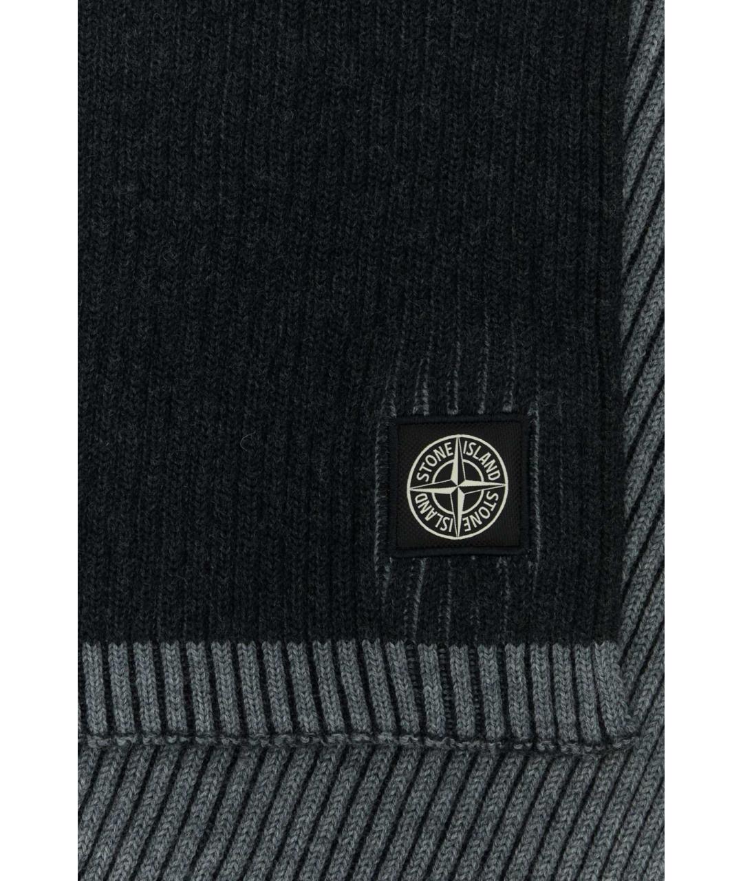 STONE ISLAND Антрацитовый шерстяной шарф, фото 2