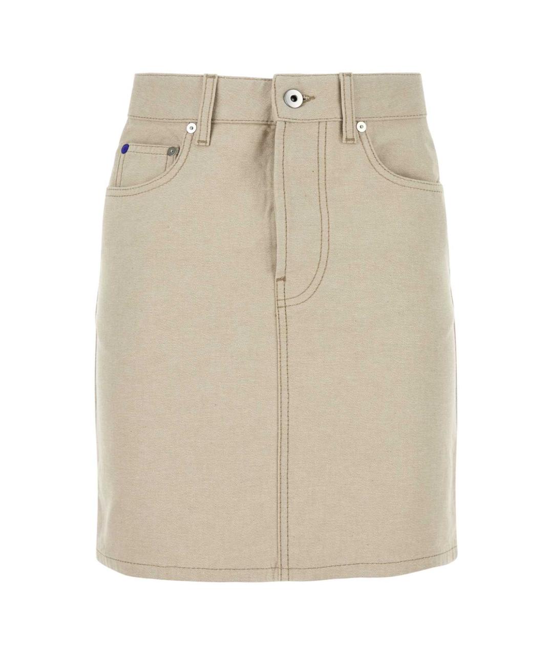 BURBERRY Бежевая хлопковая юбка мини, фото 1