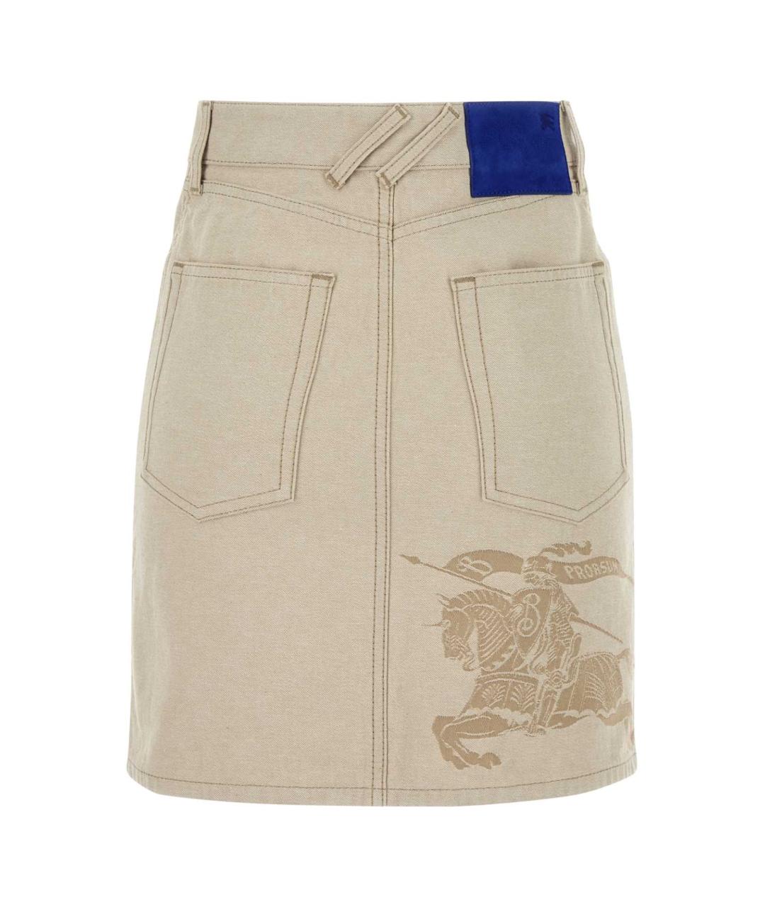 BURBERRY Бежевая хлопковая юбка мини, фото 2