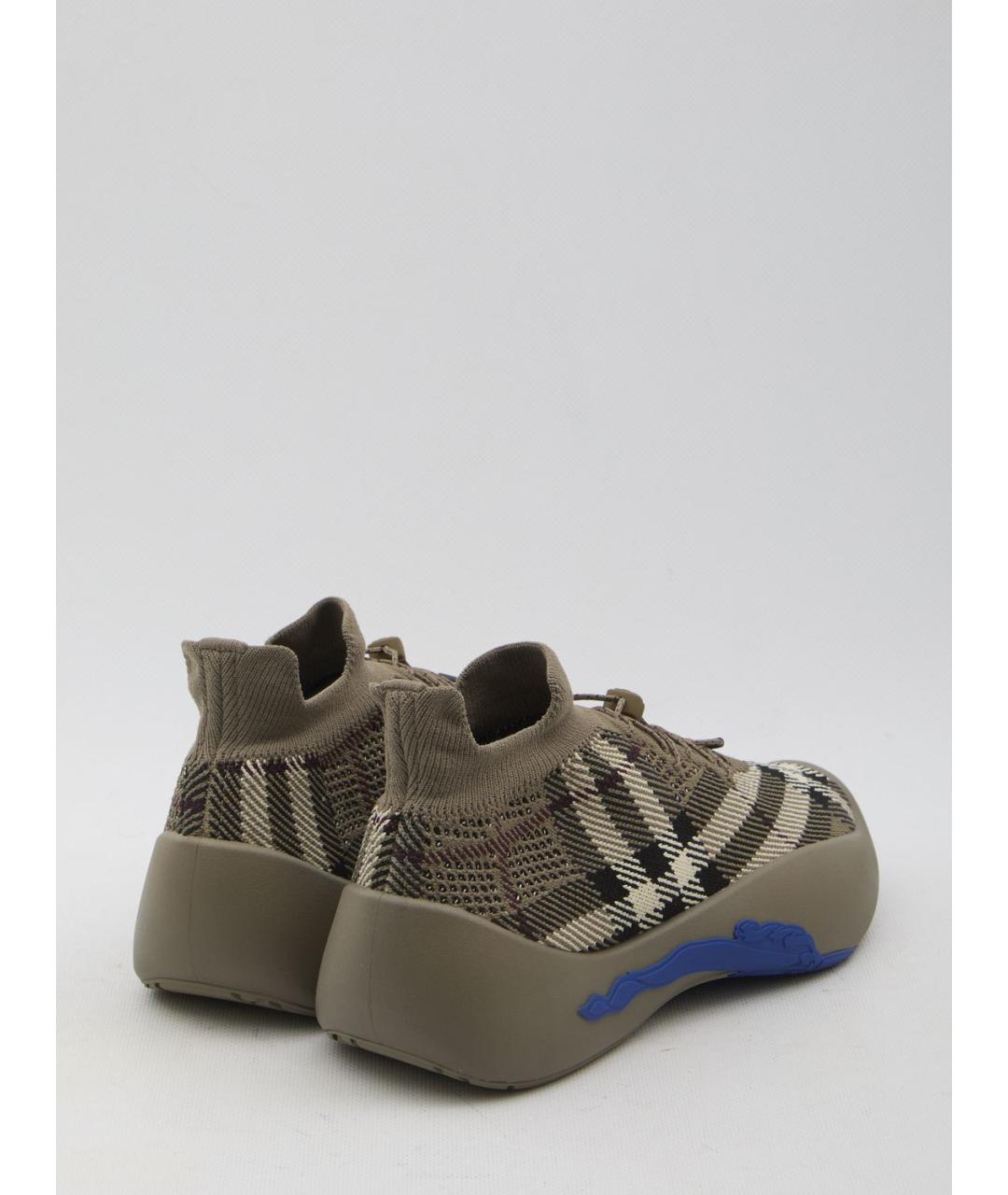 BURBERRY Хаки текстильные низкие кроссовки / кеды, фото 3