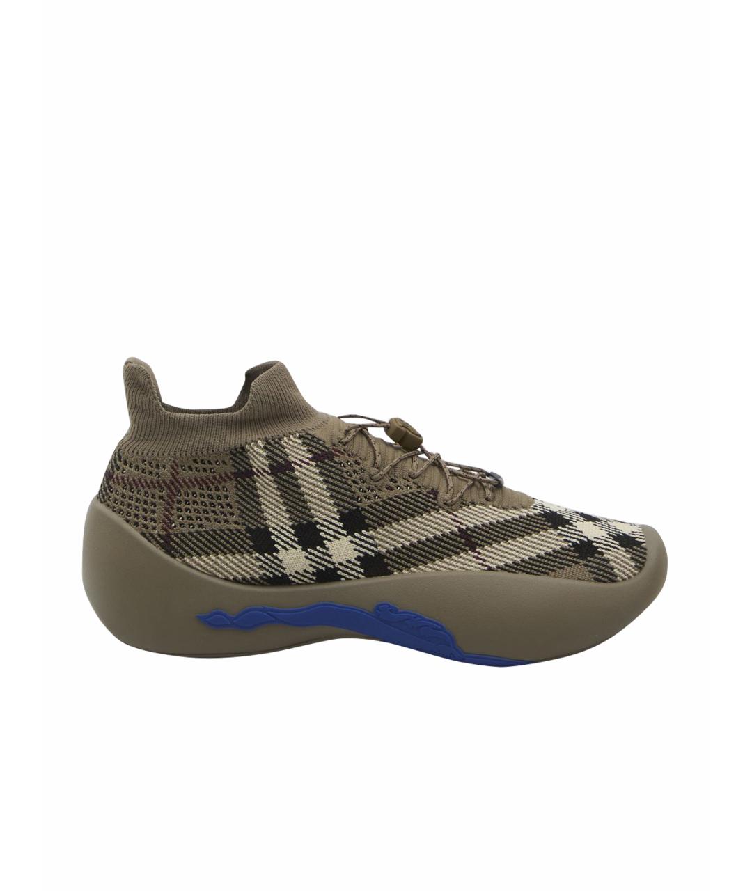 BURBERRY Хаки текстильные низкие кроссовки / кеды, фото 1