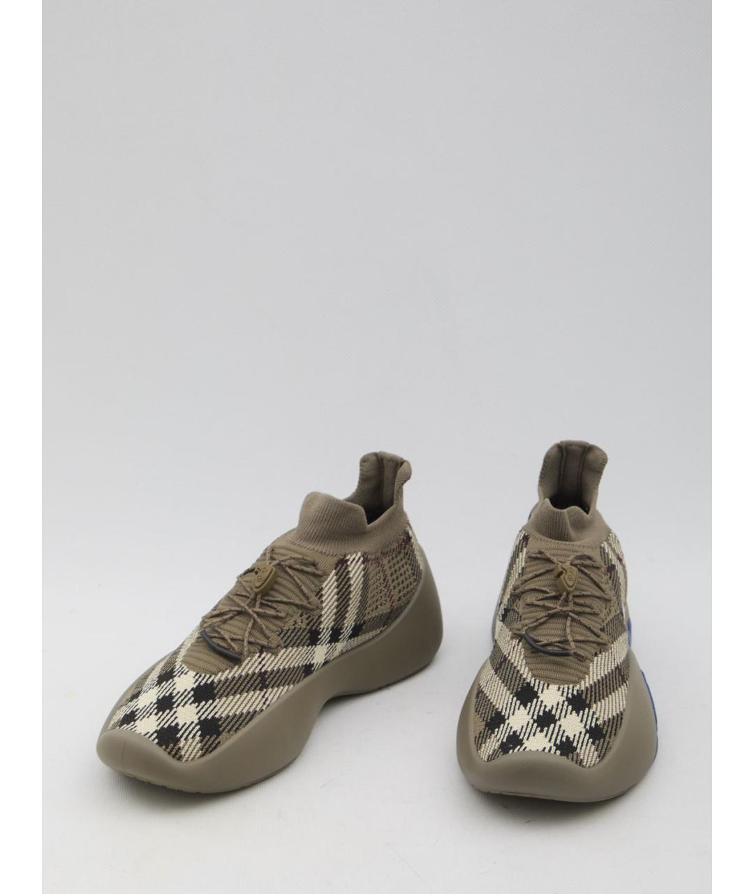 BURBERRY Хаки текстильные низкие кроссовки / кеды, фото 5