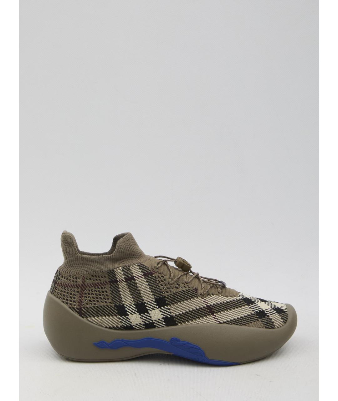 BURBERRY Хаки текстильные низкие кроссовки / кеды, фото 6