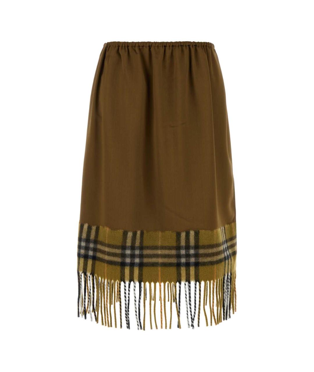 BURBERRY Коричневая вискозная юбка миди, фото 1