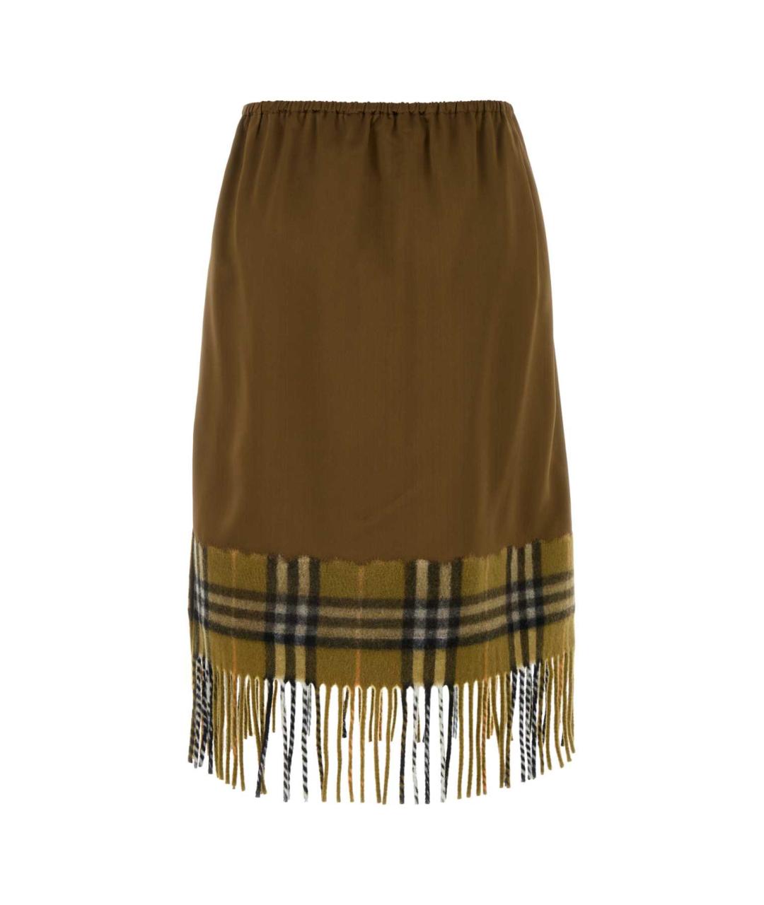 BURBERRY Коричневая вискозная юбка миди, фото 2