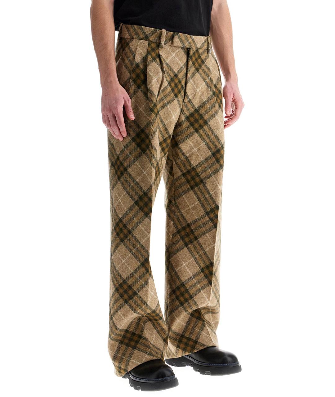 BURBERRY Бежевые шерстяные прямые брюки, фото 2