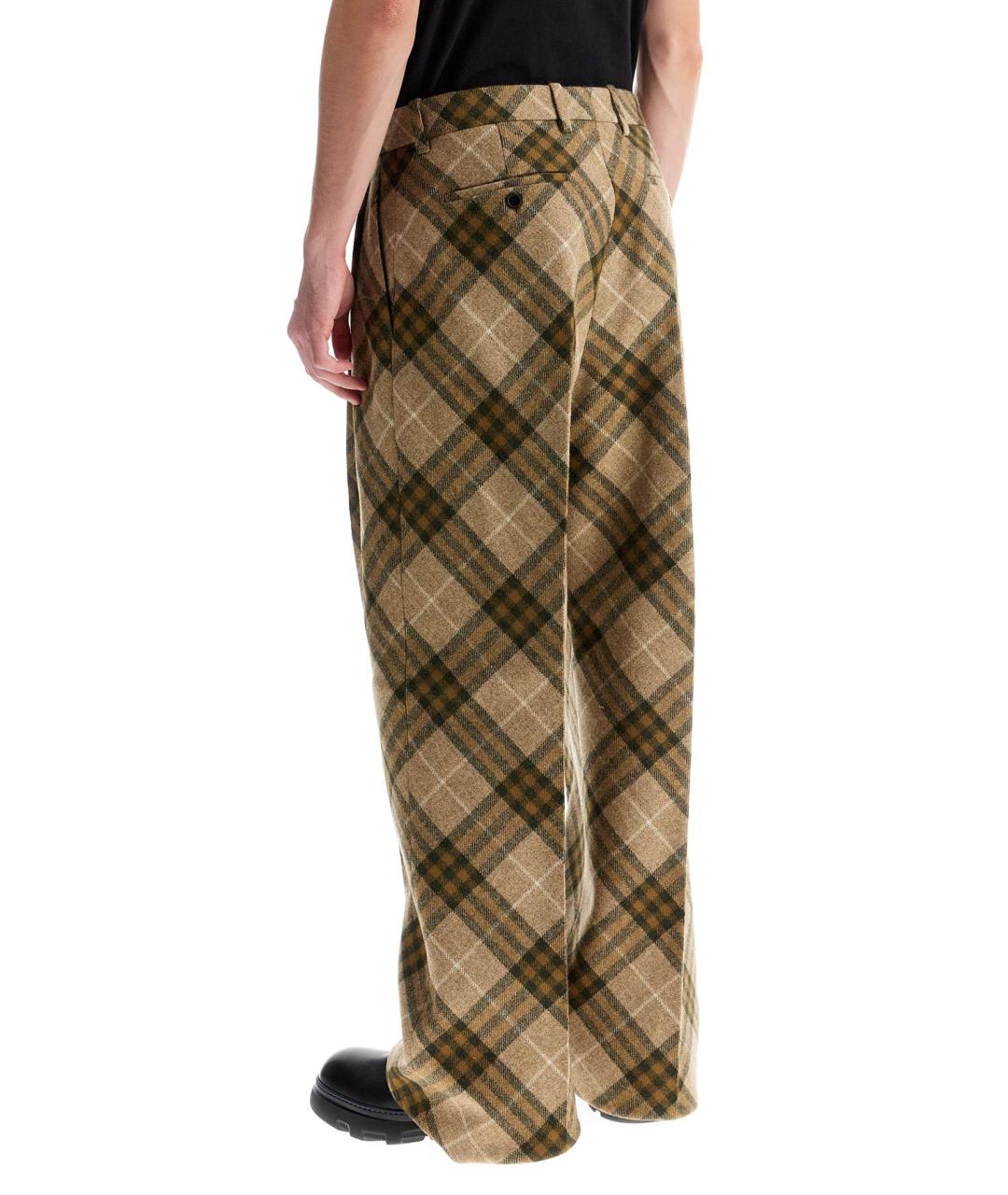 BURBERRY Бежевые шерстяные прямые брюки, фото 3