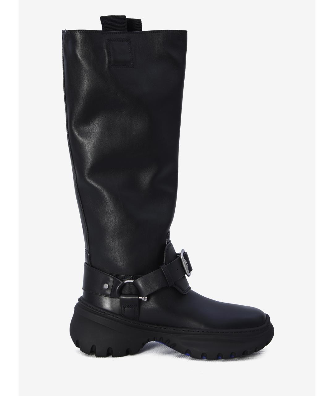 BURBERRY Черные кожаные сапоги, фото 4