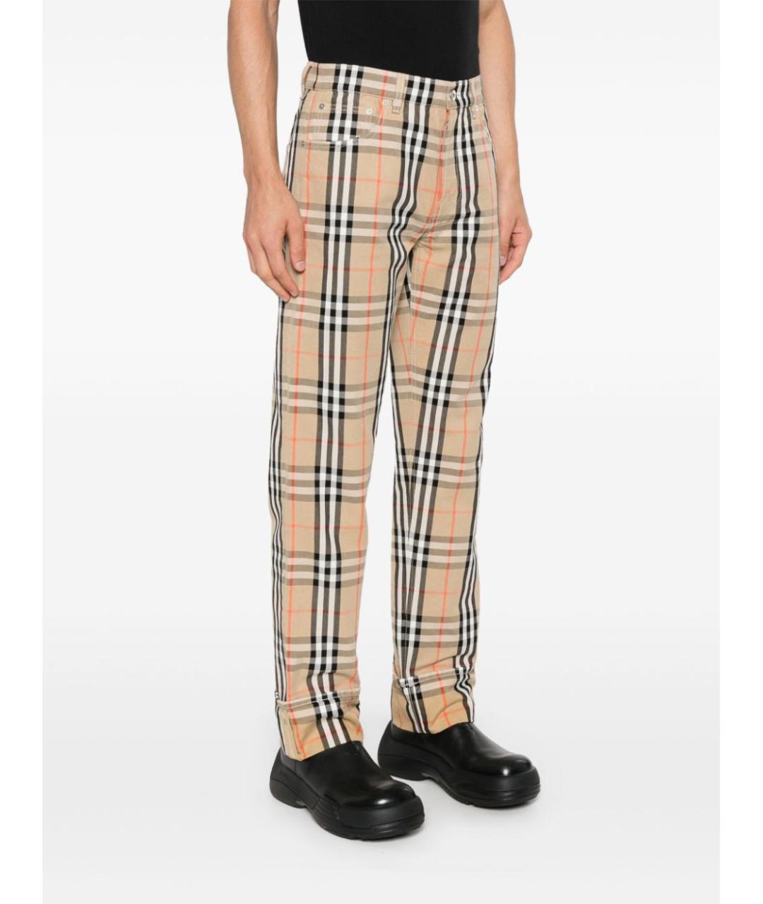 BURBERRY Бежевые хлопковые прямые джинсы, фото 3