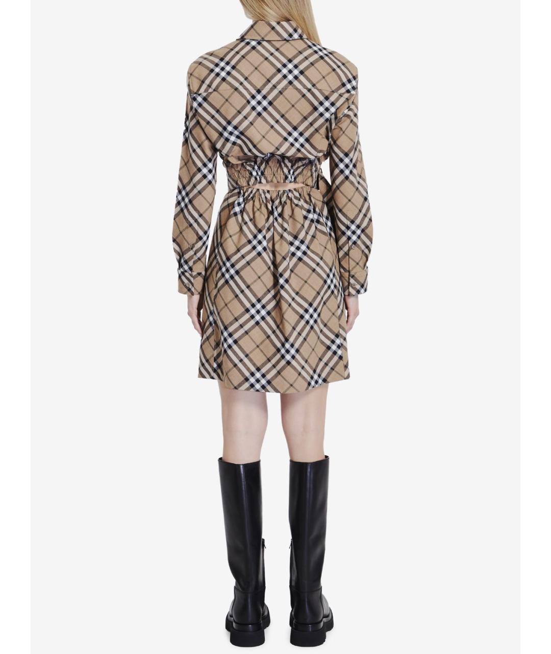 BURBERRY Бежевое полиэстеровое повседневное платье, фото 4