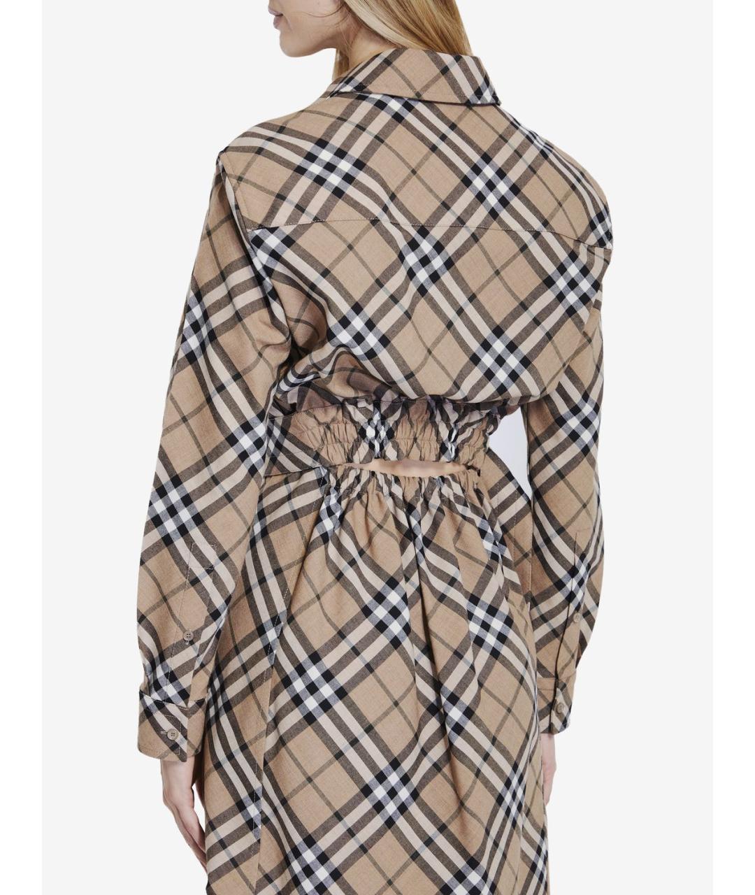 BURBERRY Бежевое полиэстеровое повседневное платье, фото 6