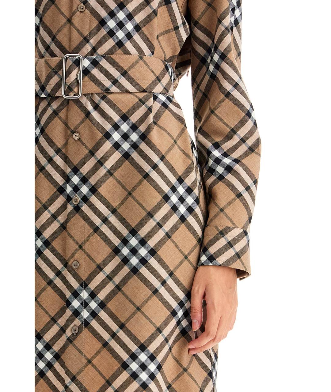 BURBERRY Бежевое полиэстеровое повседневное платье, фото 5