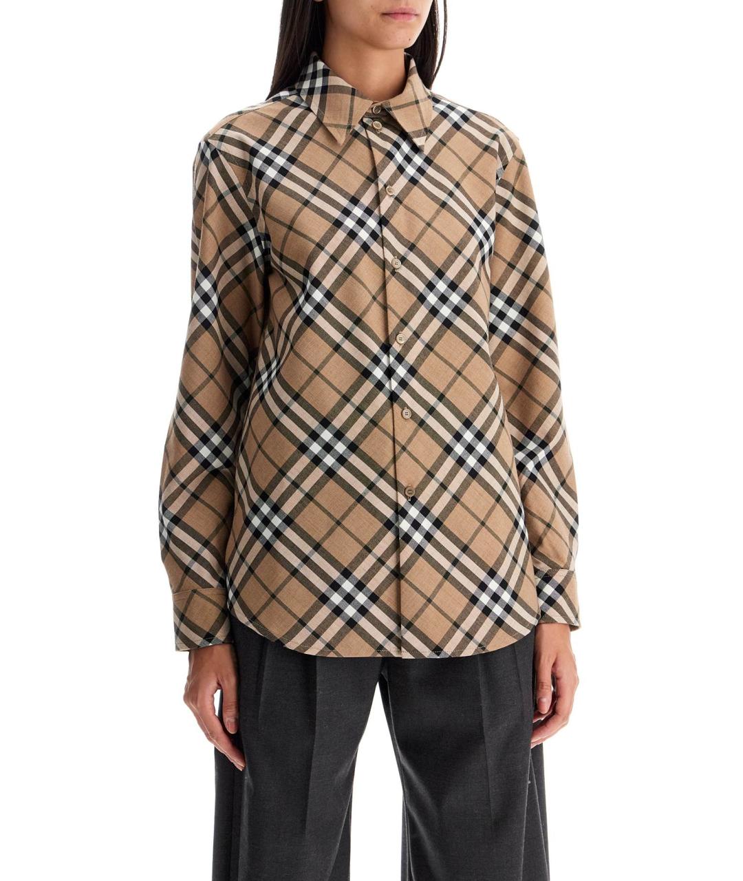 BURBERRY Бежевая полиэстеровая рубашка, фото 2