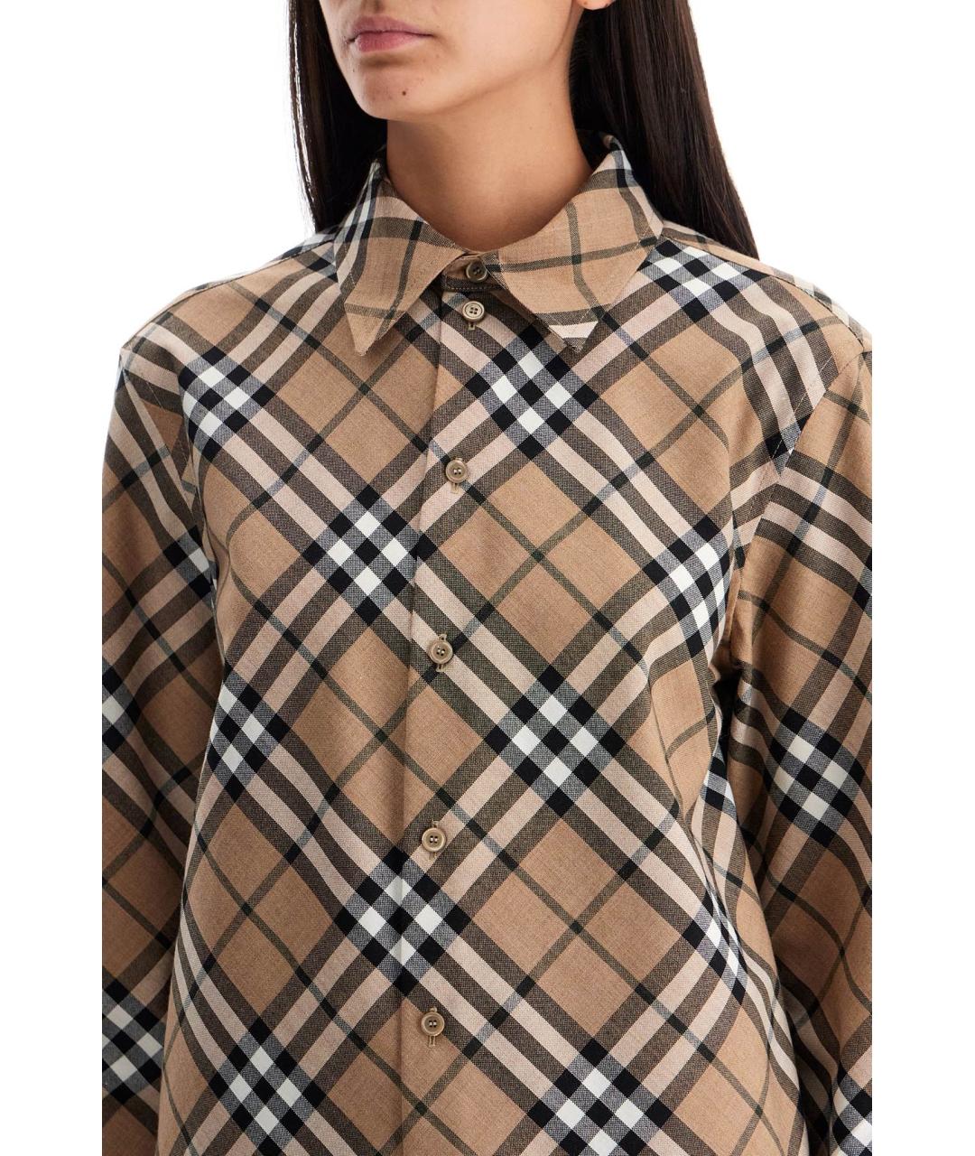 BURBERRY Бежевая полиэстеровая рубашка, фото 4