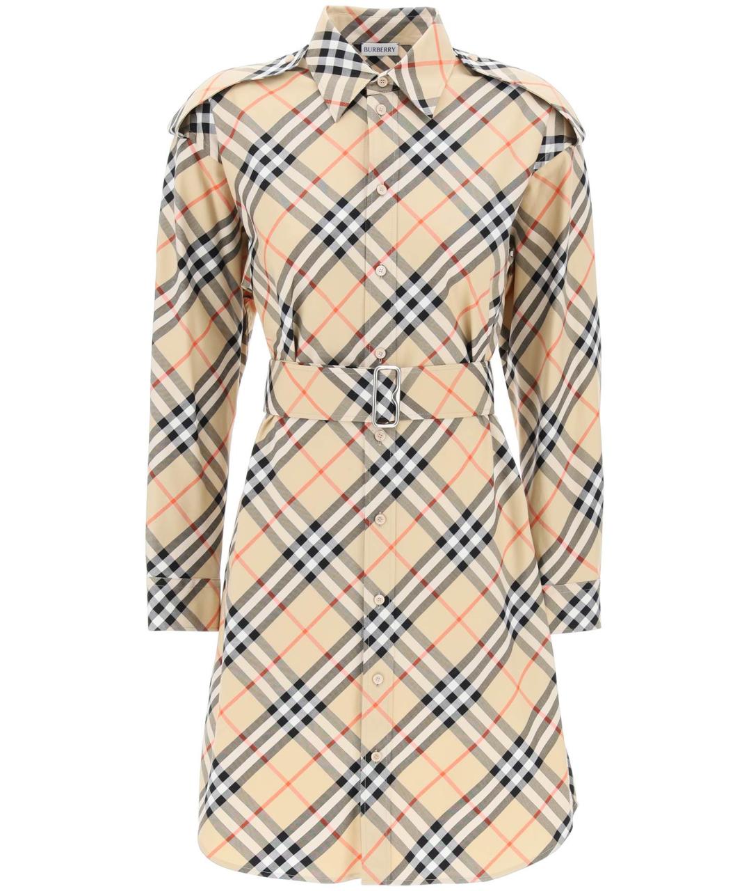 BURBERRY Бежевое хлопковое повседневное платье, фото 1