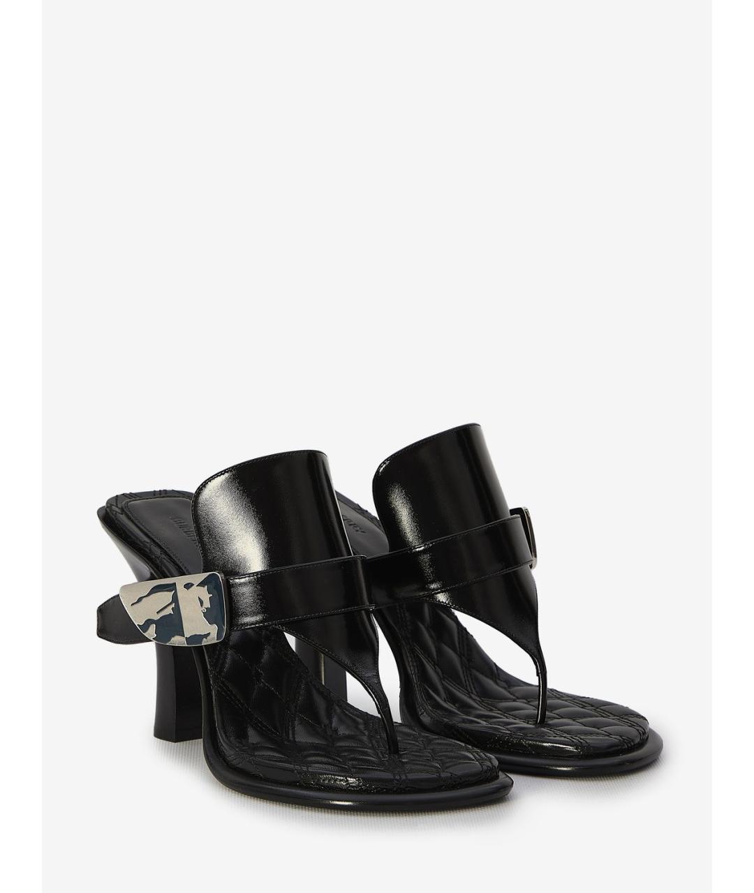 BURBERRY Черные кожаные мюли, фото 3