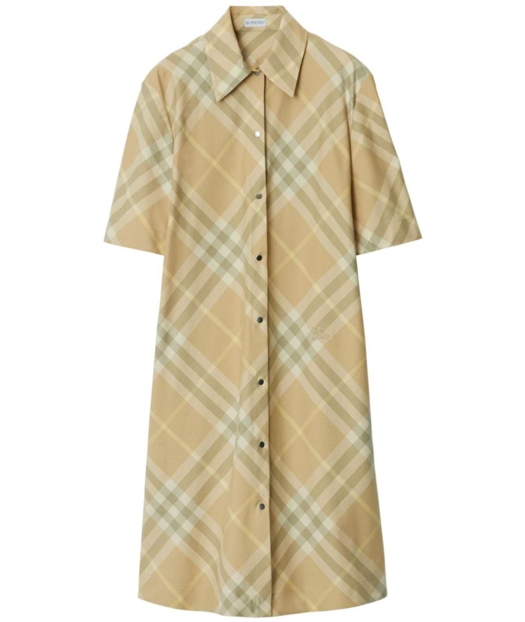 BURBERRY Бежевое хлопковое повседневное платье, фото 1