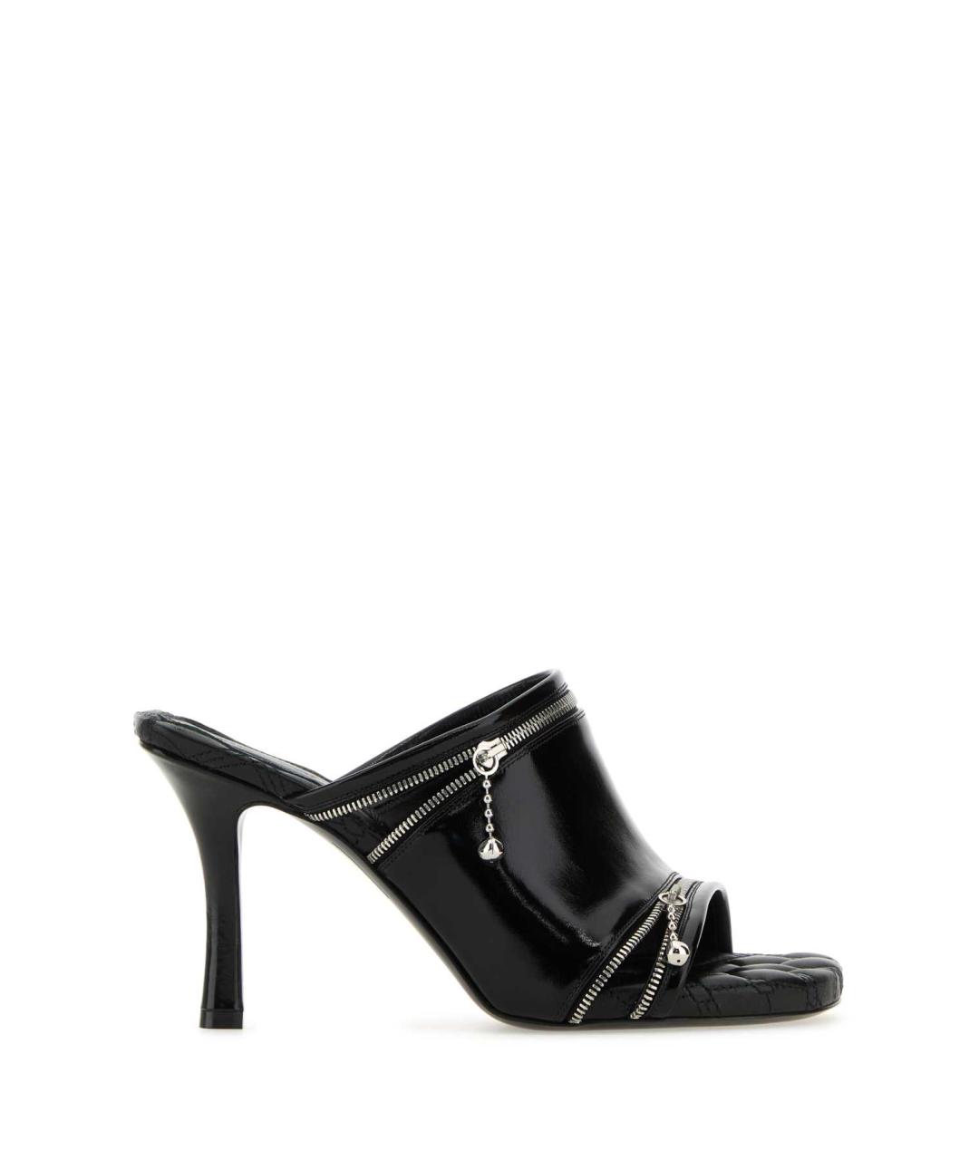 BURBERRY Черные мюли из лакированной кожи, фото 1