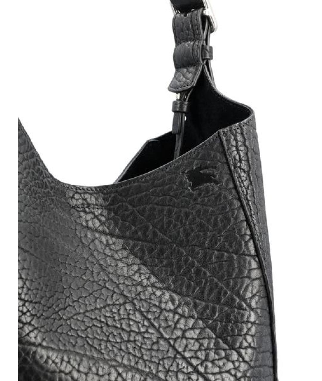 BURBERRY Черная кожаная сумка тоут, фото 4