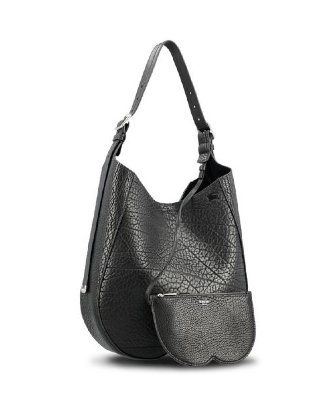BURBERRY Черная кожаная сумка тоут, фото 3
