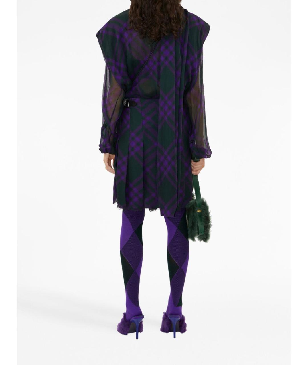 BURBERRY Фиолетовая шелковая юбка миди, фото 4
